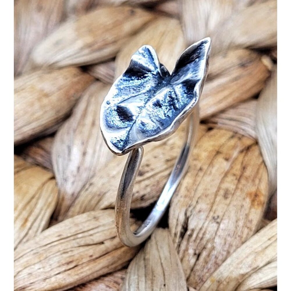 NEW Sterling Silver Leaf Nature Ring Adjustable Size Forest Fairy Handmade Trees
